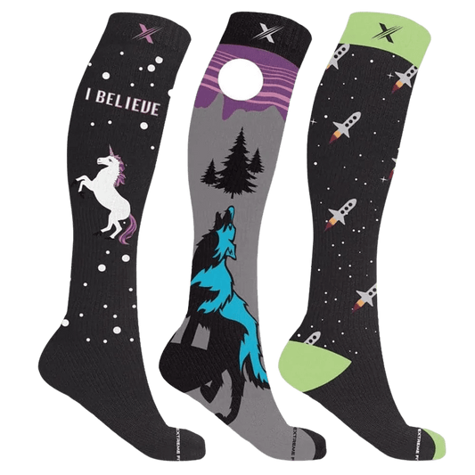 Extreme Fit - GLOW IN THE DARK COMPRESSION SOCKS (3-PAIRS) - KNEE-LENGTH