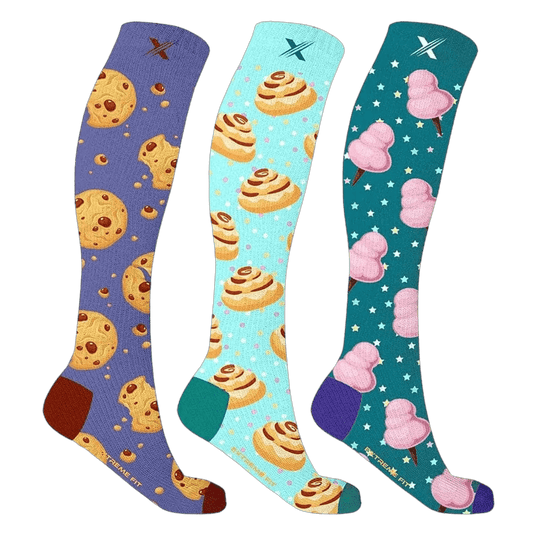 Extreme Fit - FUN & EXPRESSIVE COMPRESSION SOCKS (3-PAIRS) - KNEE-LENGTH