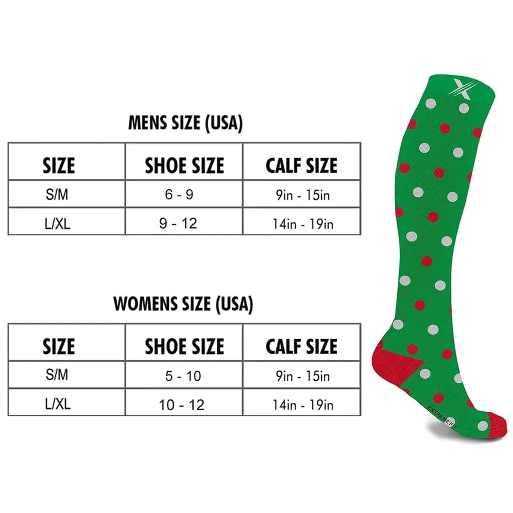 Extreme Fit - FESTIVE POLKADOTS COMPRESSION SOCKS (3-PAIRS) - KNEE-LENGTH Extreme Fit - FESTIVE POLKADOTS COMPRESSION SOCKS (3-PAIRS) - KNEE-LENGTH