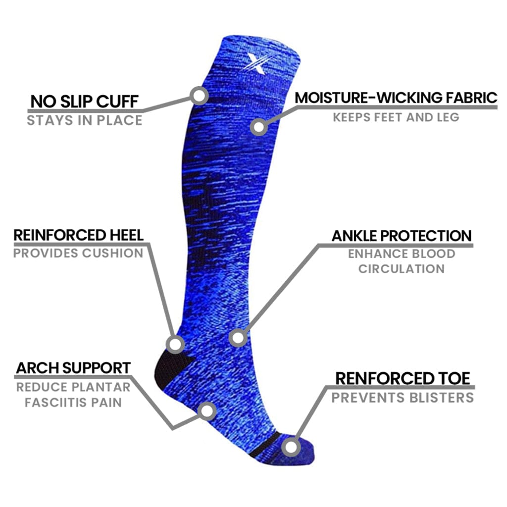 Extreme Fit - SPACE DYE COMPRESSION SOCKS (6-PAIRS) - KNEE-LENGTH