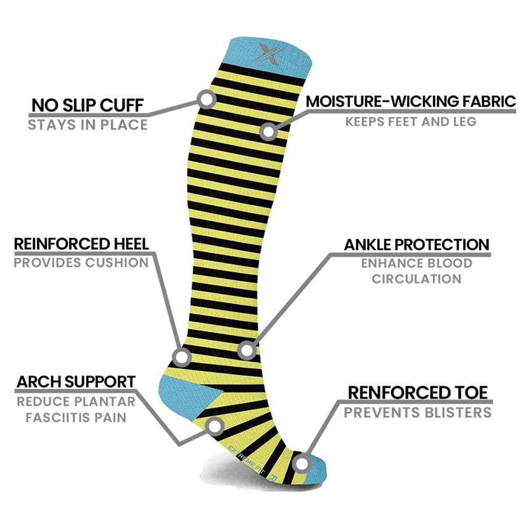 Extreme Fit - MISMATCHED: BEES IN THE TRAP COMPRESSION SOCKS - KNEE-LENGTH