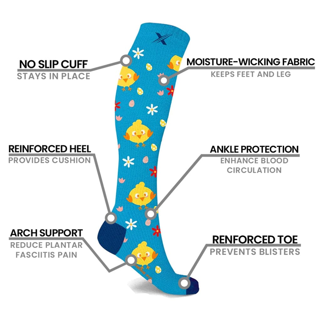 Extreme Fit - BUNNY & CHICKS EASTER COMPRESSION SOCKS (3-PAIRS) - KNEE-LENGTH