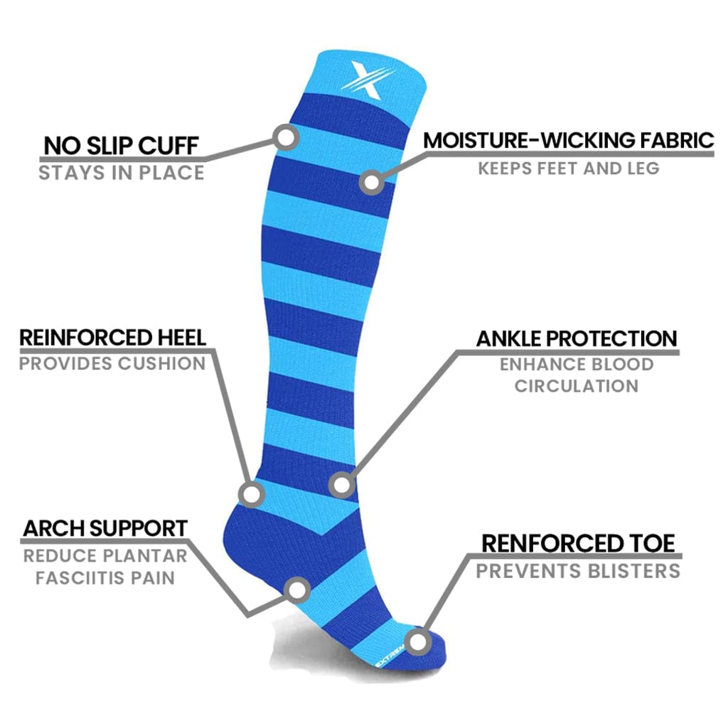 Extreme Fit - MISMATCHED: AZURE COMPRESSION SOCKS - KNEE-LENGTH