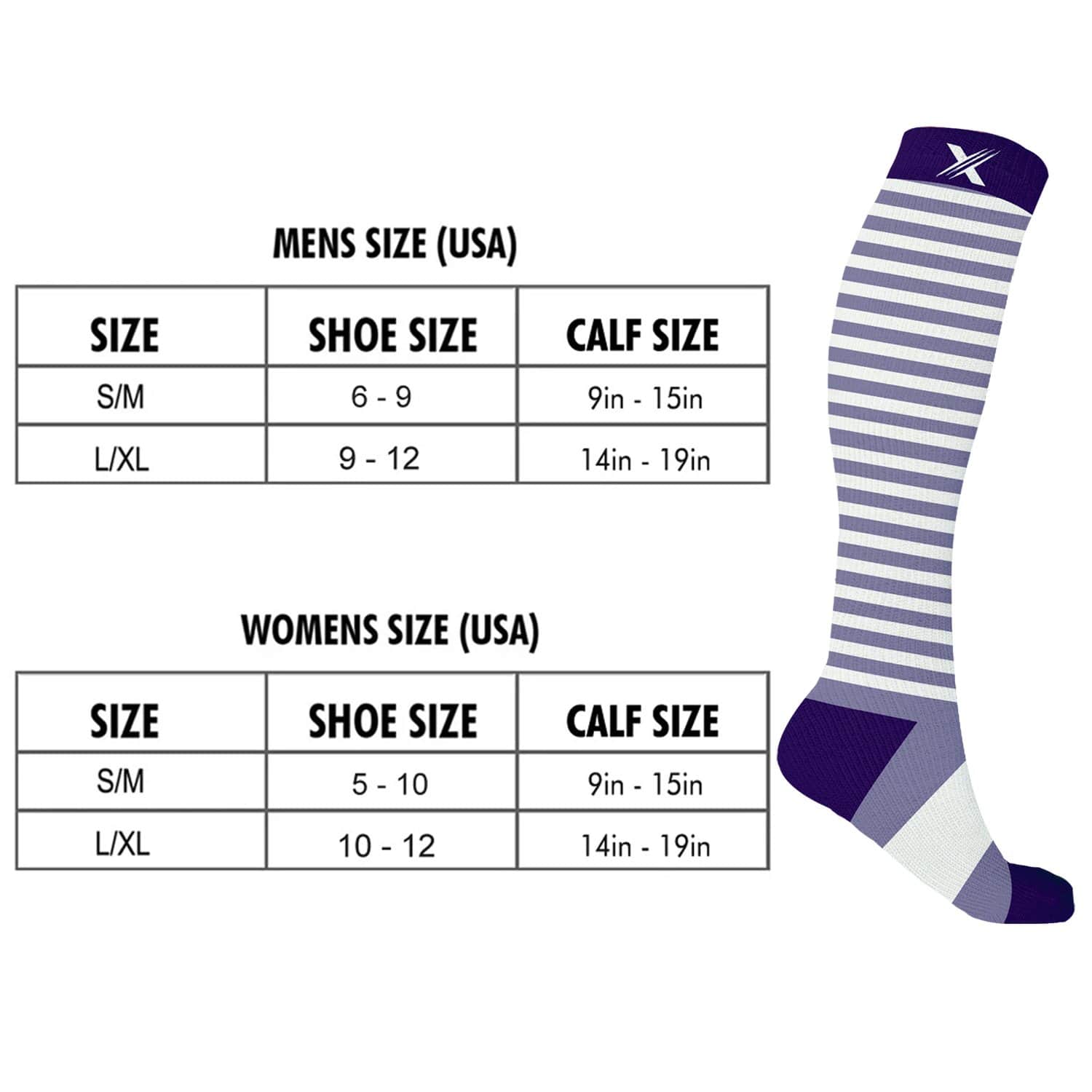 Extreme Fit - MEDICAL PRINTS COMPRESSION SOCKS (6-PAIRS) - KNEE-LENGTH