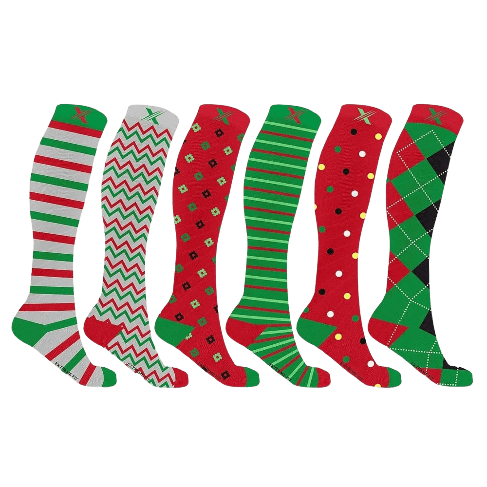 Extreme Fit - HAPPY HOLIDAYS SOCKS (6-PAIRS) - KNEE-LENGTH