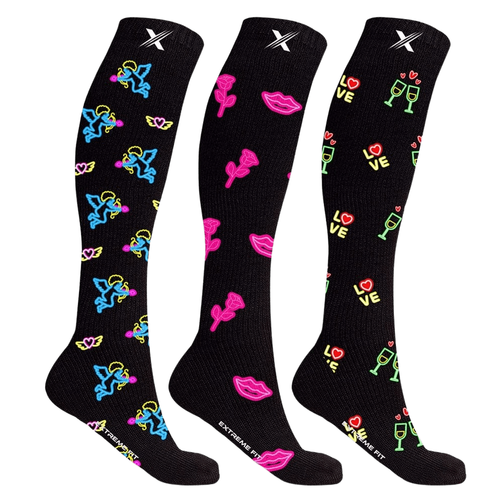 Extreme Fit - NEON COMPRESSION SOCKS (3-PAIRS) - KNEE-LENGTH