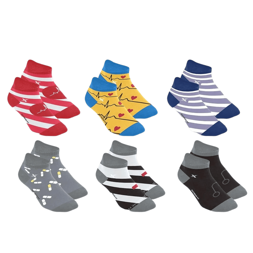 Extreme Fit - MEDICAL PRINTS NURSE INSPIRED ANKLE LENGTH COMPRESSION SOCKS (6-PAIRS) - ANKLE-LENGTH