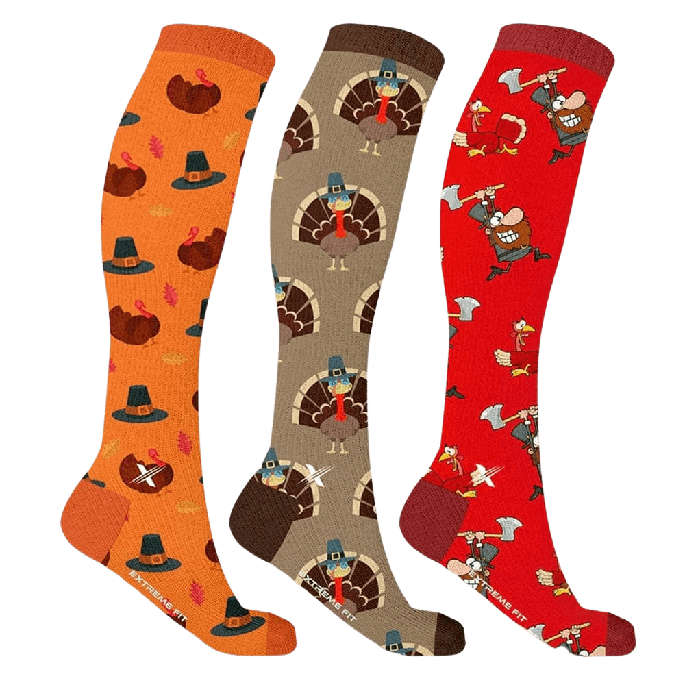 Extreme Fit - THANKSGIVING COMPRESSION SOCKS (3-PAIRS) - KNEE-LENGTH