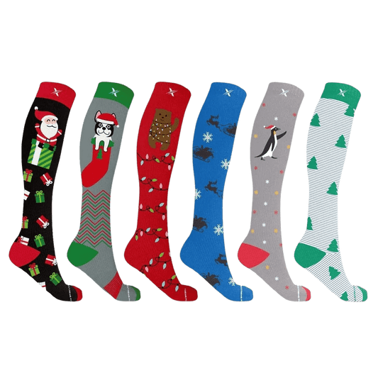 XMAS COMPRESSION SOCKS (6-PAIRS)