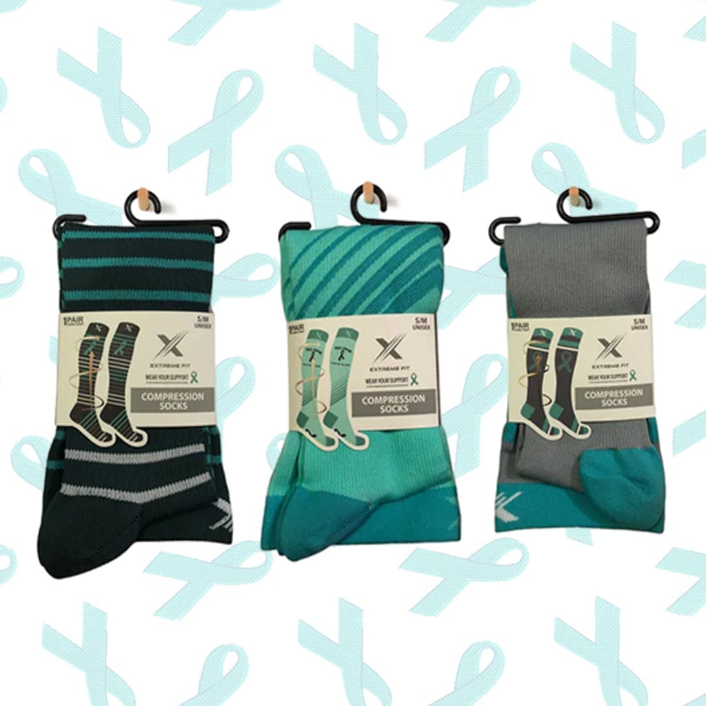 Extreme Fit - OVARIAN CANCER AWARENESS - NO ONE FIGHTS ALONE COMPRESSION SOCKS (3-PAIRS) - KNEE-LENGTH