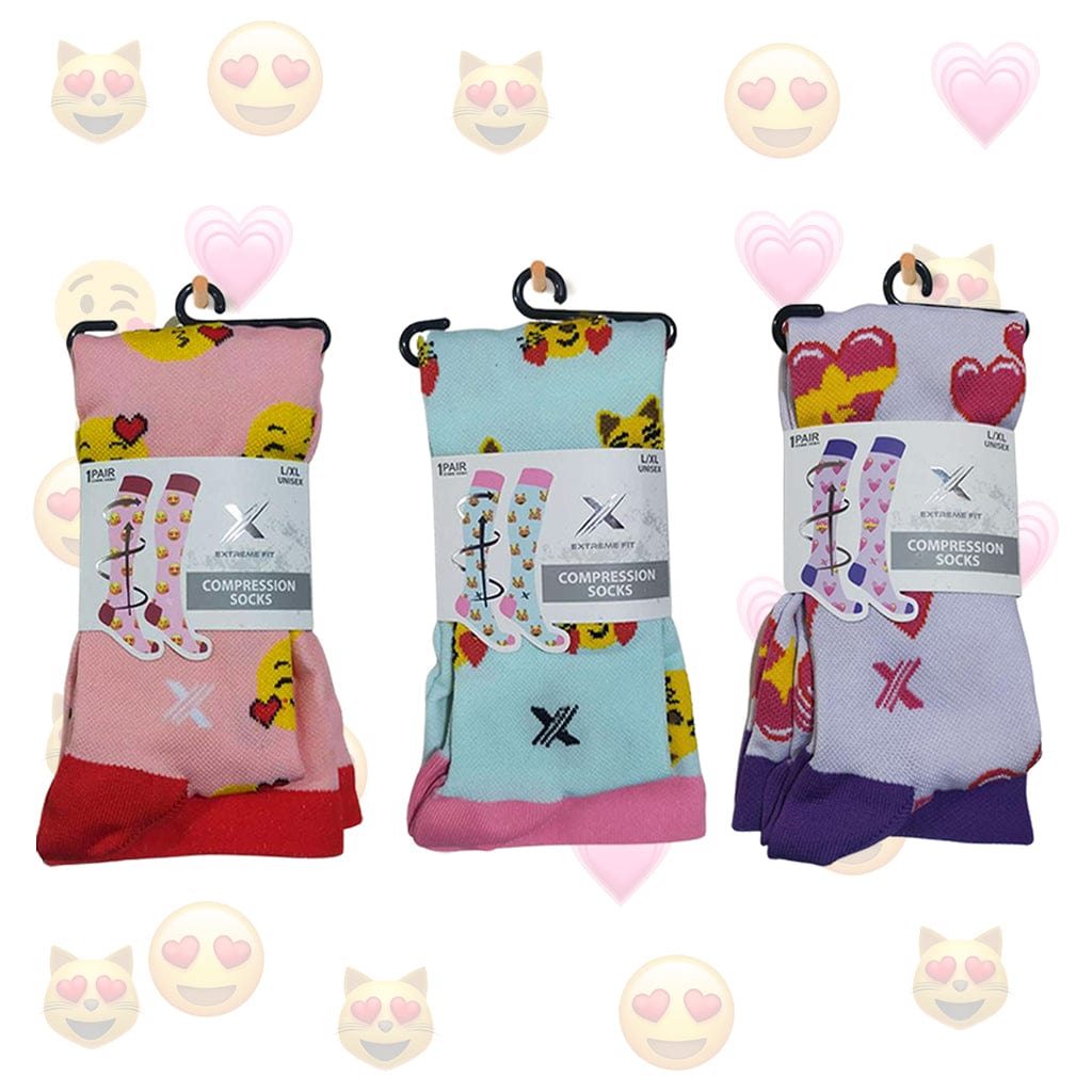 Extreme Fit - EMOJI COMPRESSION SOCKS (3-PAIRS) - KNEE-LENGTH