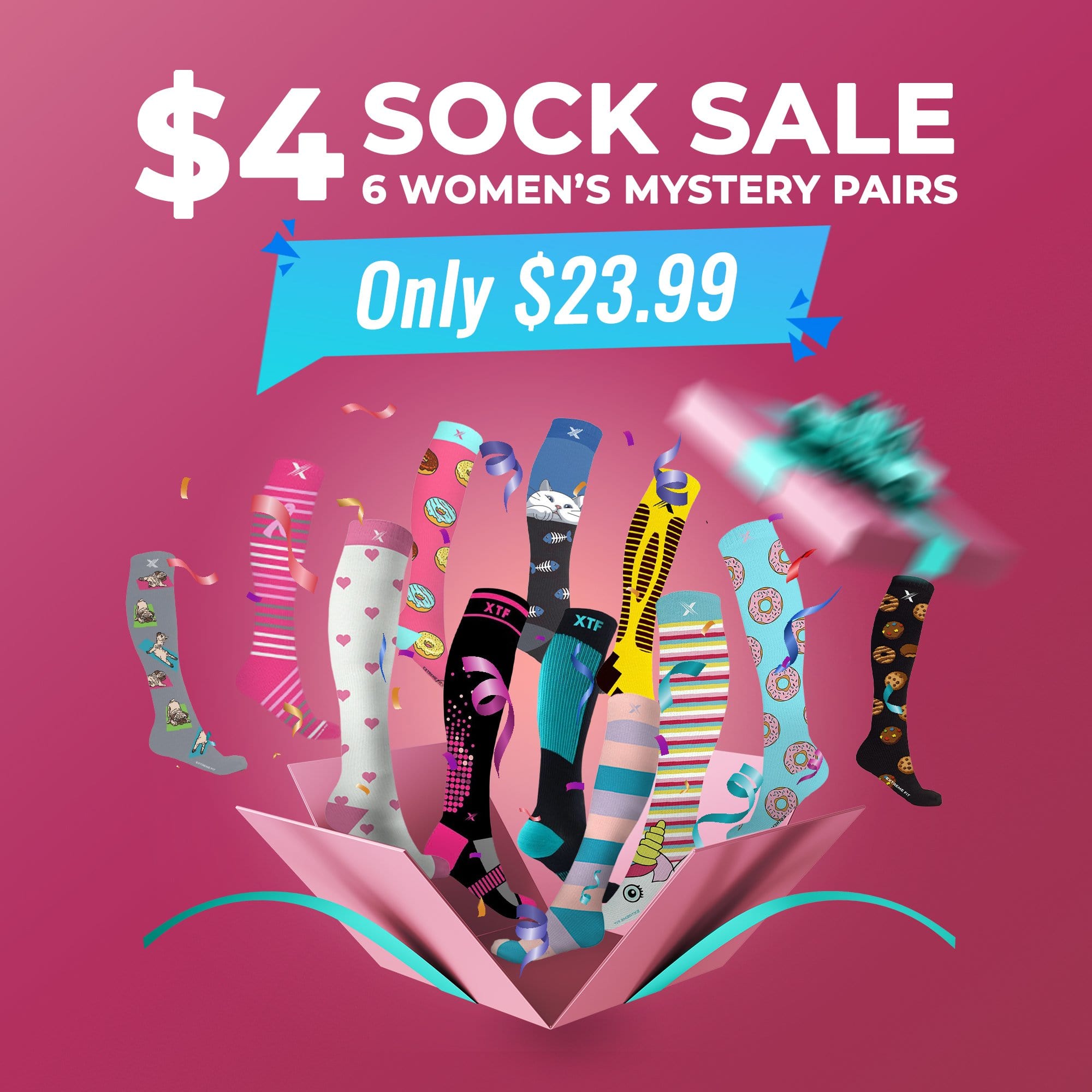 Extreme Fit - $4 SOCK SALE GRAB BAG - WOMEN'S (6-PAIRS) - KNEE-LENGTH