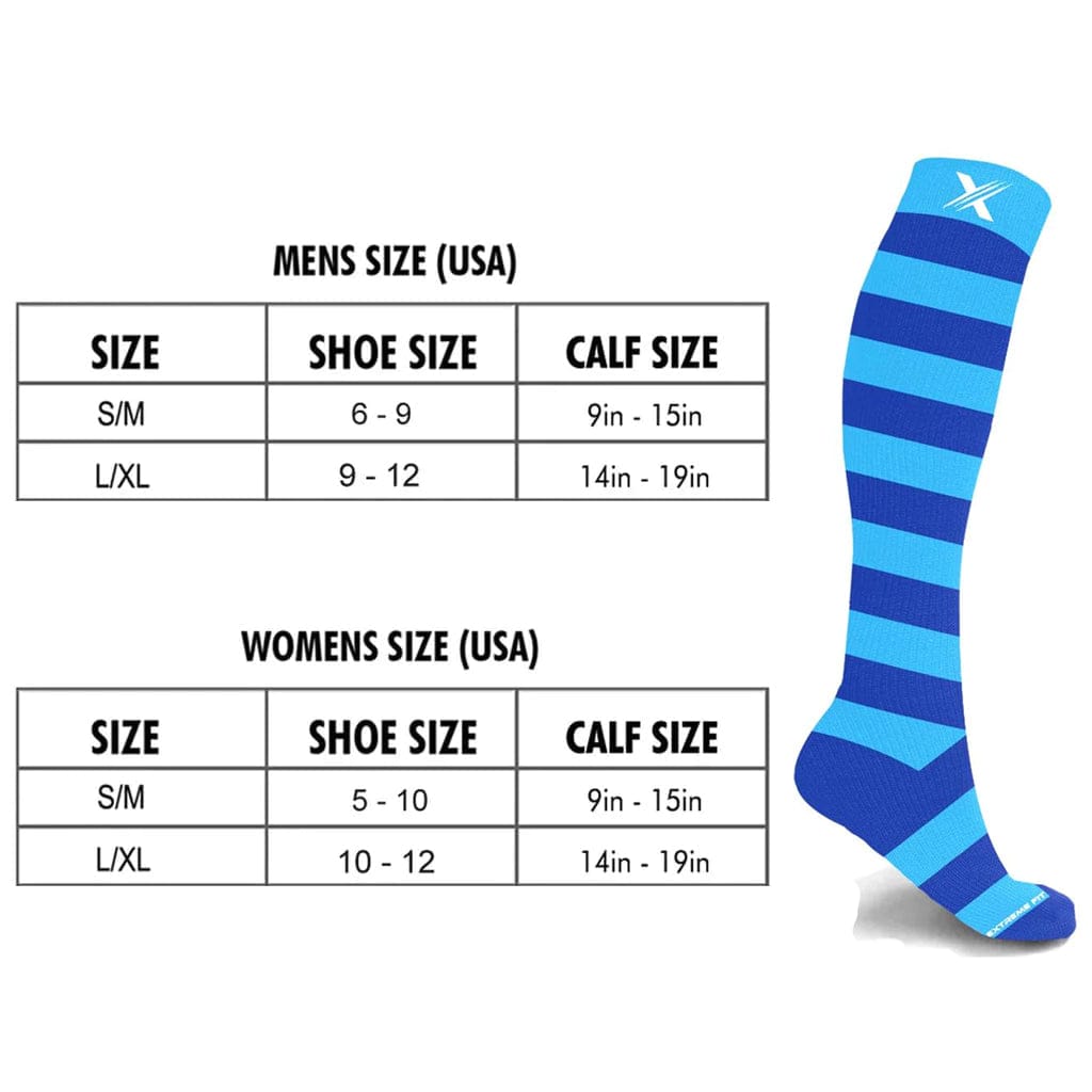 Extreme Fit - MISMATCHED: AZURE COMPRESSION SOCKS - KNEE-LENGTH