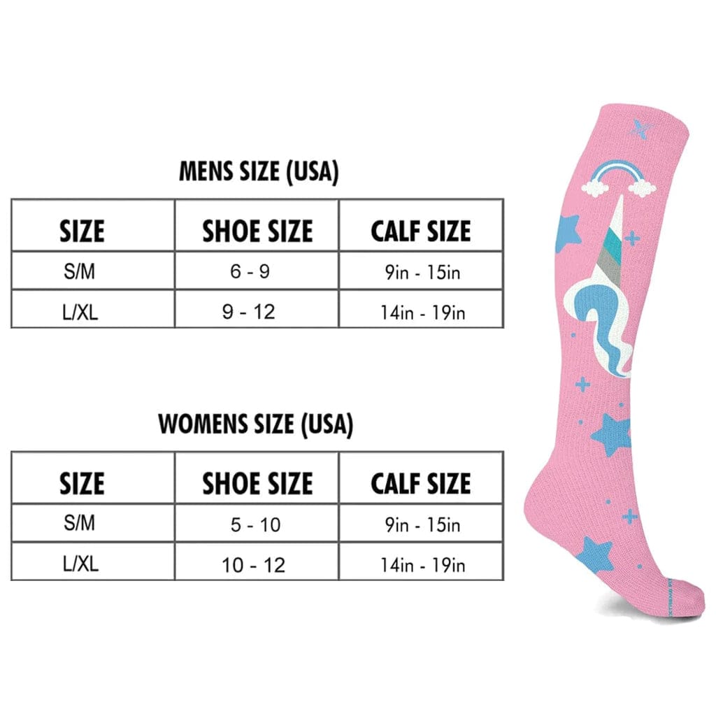 Extreme Fit - UNICORN COLLECTION COMPRESSION SOCKS (6-PAIRS) - KNEE-LENGTH